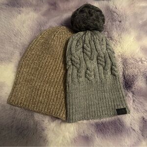 North face and Old Navy beanie hats together